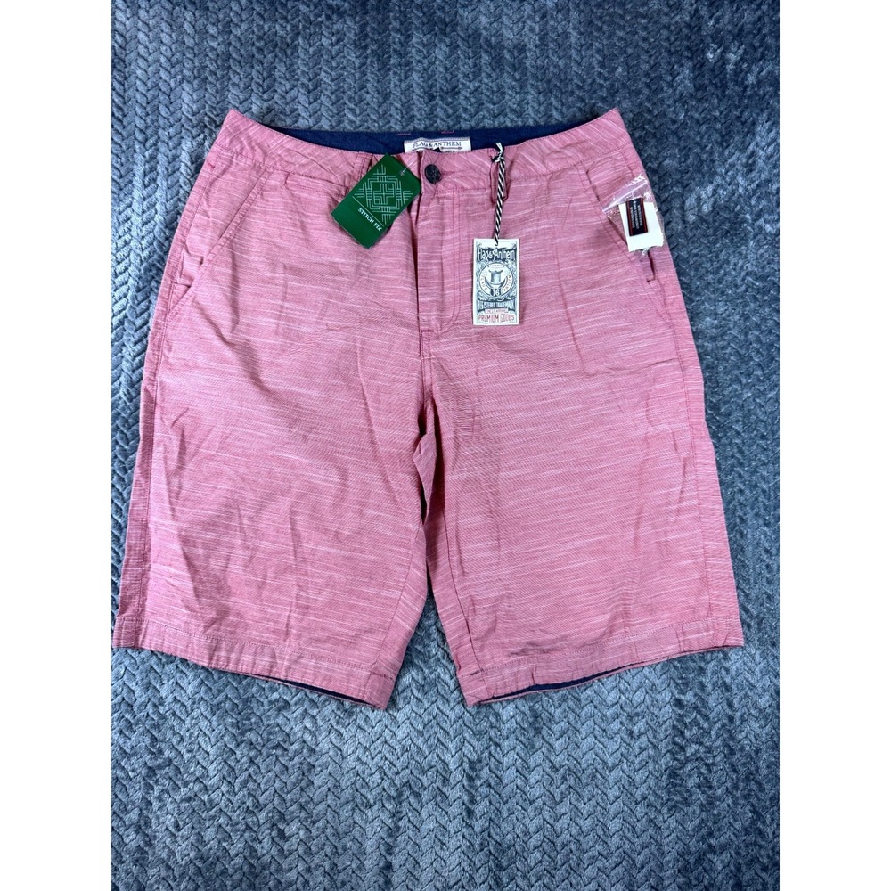 Flag & Anthem Mens Bermuda Shorts 32 Pink Cotton Stretch Flat Front Chino NEW